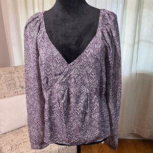 LOFT Lavender Patterned Blouse